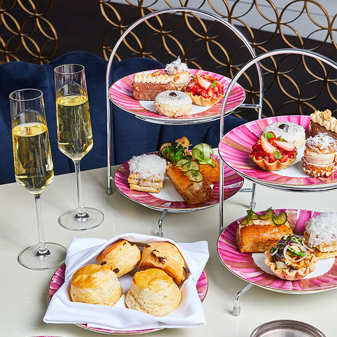 Angelo Musa Complimentary Glass of Harrods Champagne when ordering High Tea